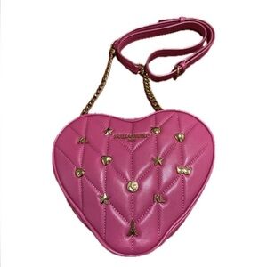 Karl Lagerfled Pink Heart Crossbody Bag with Gold Accents